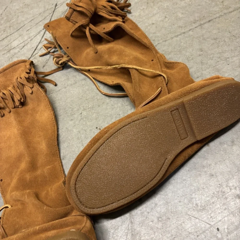 Minnetonka Front Lace Knee High Boots Men's 10 Brown 1922 Renfaire Festival